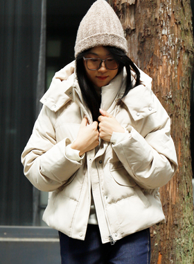 掂量女装 冬季新款加厚宽松短款羽绒服连帽面包服外套Y4V03Y14265