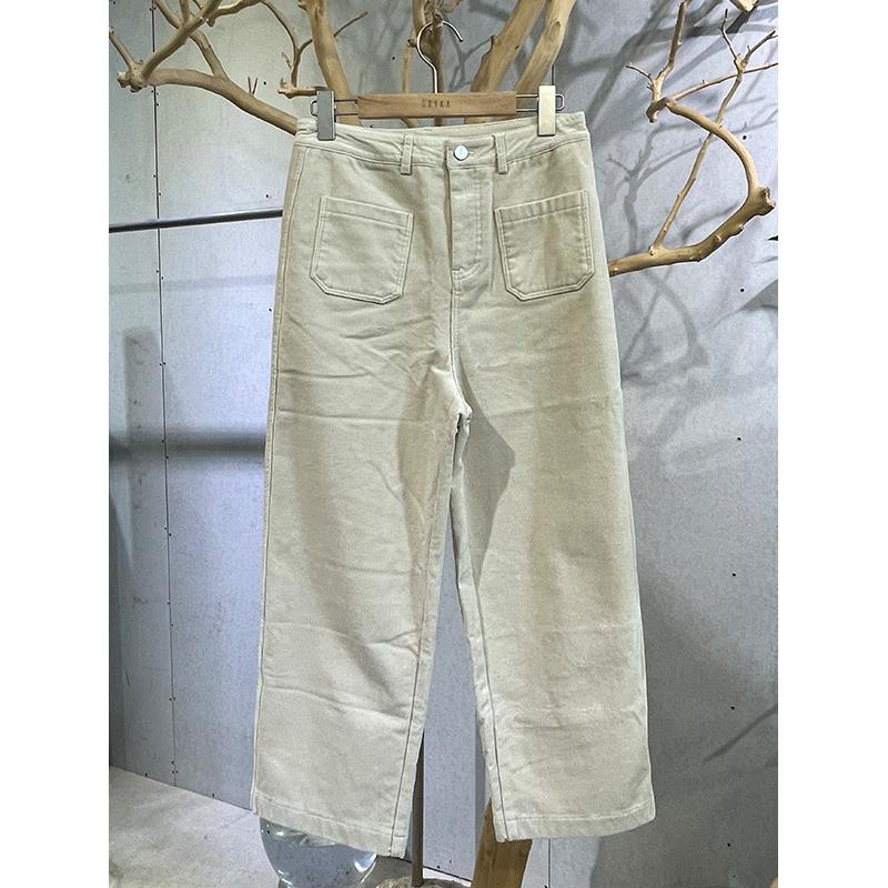 高腰复古掂量阔腿长裤灯芯绒