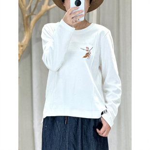 新款 设计感简约刺绣圆领T恤宽松显瘦上衣H3V01T9701 秋季 掂量女装