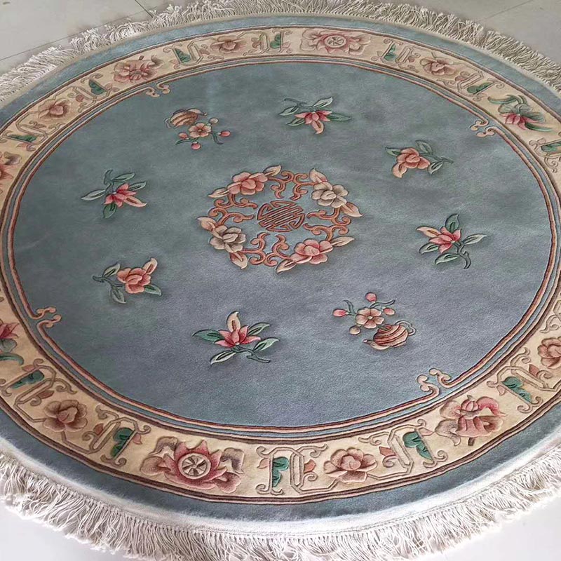 100道手工打结羊毛地毯圆形餐厅客厅奢华中式古典仿古手工编织毯