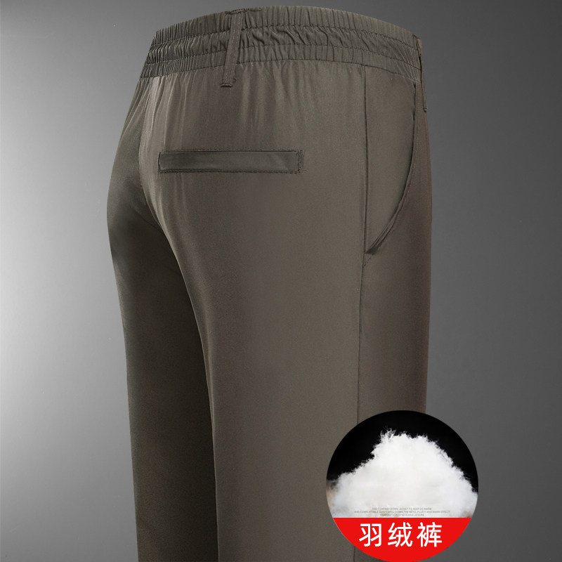 102/P80中老年羽绒裤爸爸宽松高腰挡风裤老年人保暖羽绒裤子男,居家内衣保暖内衣,星座1216