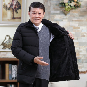 6801/P90老年棉衣男爸爸可脱帽子加绒加厚爷爷棉服冬装图片