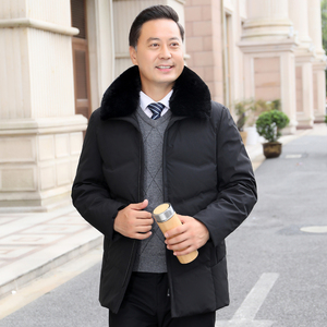 8812/P168商务男装爸爸羽绒服中老年中长款外套羽绒衣图片