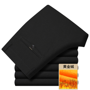 长年有货爆版！909/P35加绒加厚中老年男裤爸爸冬季黄金绒商务裤图片