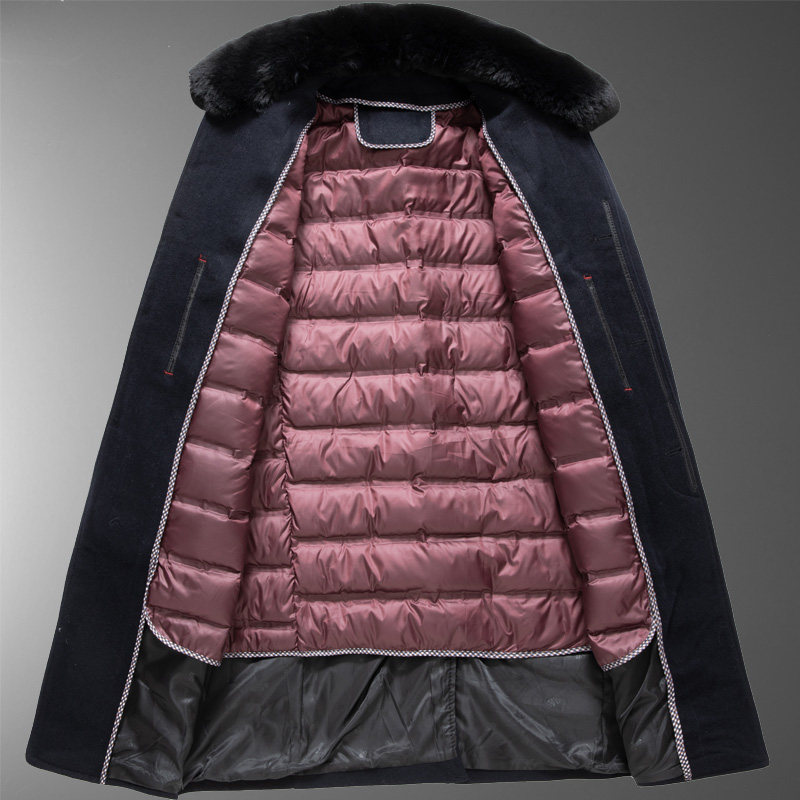 可脱内胆羽绒羊毛呢大衣8015/P240长款休闲商务中老年爸爸呢大衣,男装毛呢大衣,星座1216
