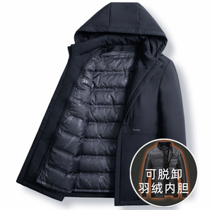可脱内胆羽绒服8218/P168商务爸爸羽绒服中老年保暖外套