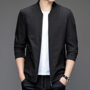 2201/P55 春装新款薄款夹克男商务休闲爸爸薄款棒球服外套男图片