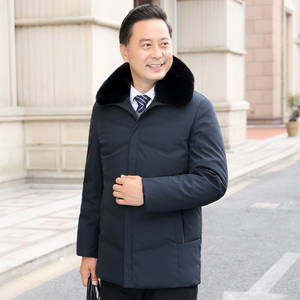8812/P168商务男装爸爸羽绒服中老年中长款外套羽绒衣图片