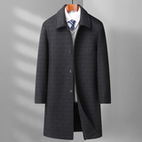 新款主推羽绒内胆长款大衣815/P165羽绒呢大衣男爸爸商务冬装，男装毛呢大衣，星座1216