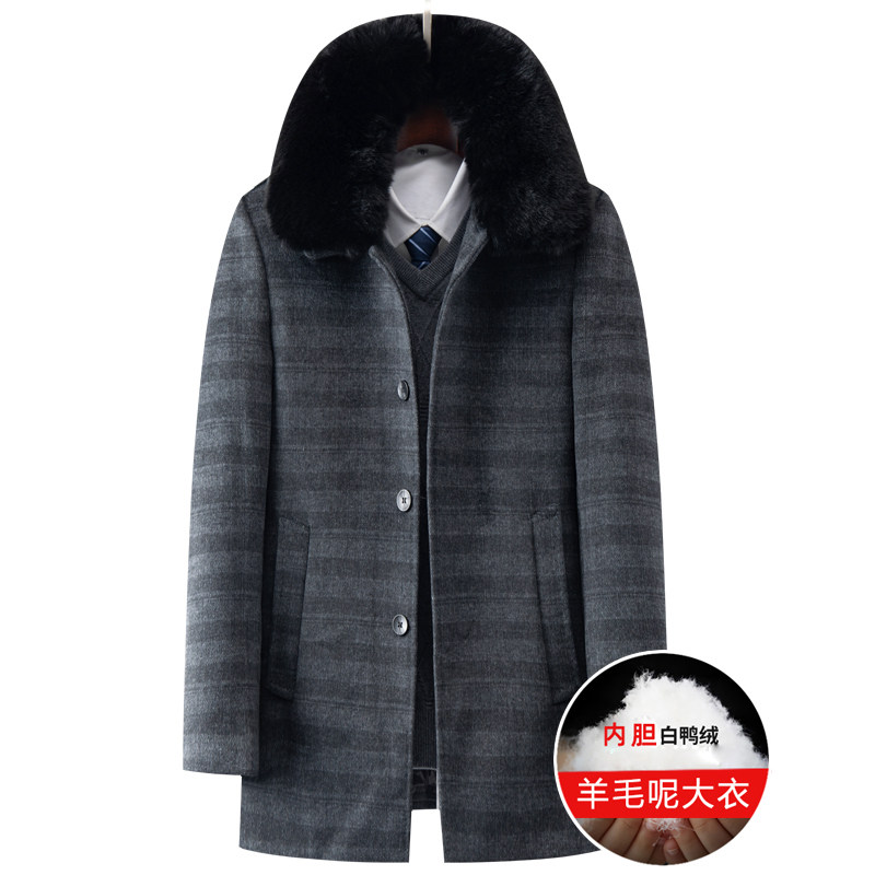 8122/P200羽绒大衣男爸爸中长款商务呢大衣外套老人羊毛风衣男装,男装毛呢大衣,星座1216