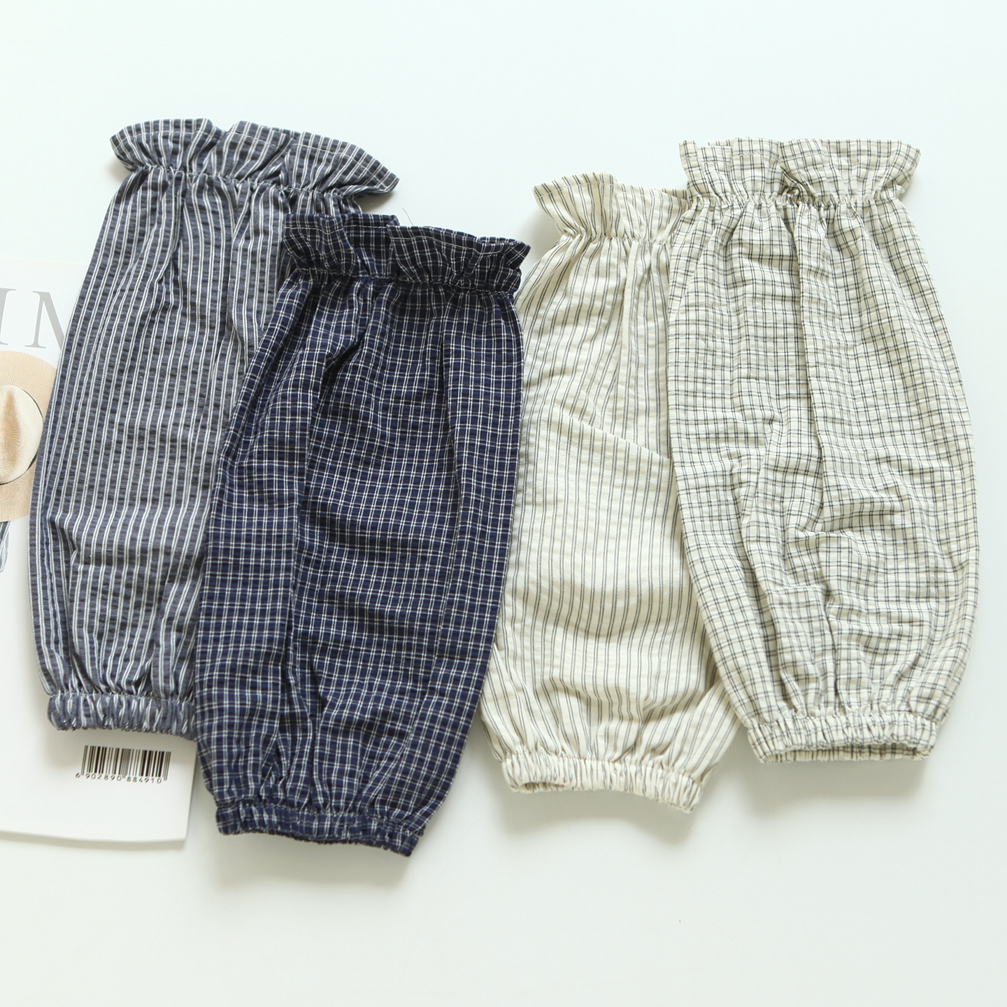 5506简约纯棉条纹格子办公室上班防晒袖套男学生耐磨防脏护袖头女