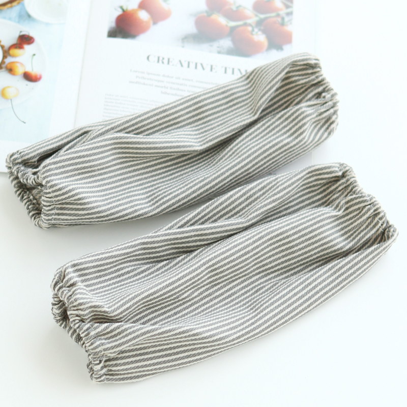 8310 简约纯棉条纹家务清洁工作护袖头女士办公室防油污袖套袖筒