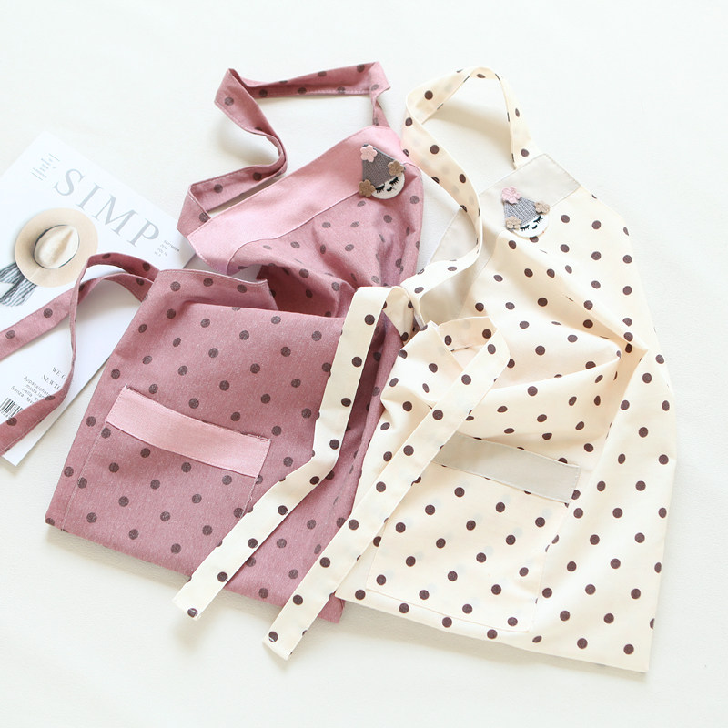 5903韩版甜美小清新波点挂脖围腰女围兜双层透气防水厨房防水围裙,家庭/个人清洁工具,围裙,淘宝优惠券,粉丝福利购,淘宝优惠卷