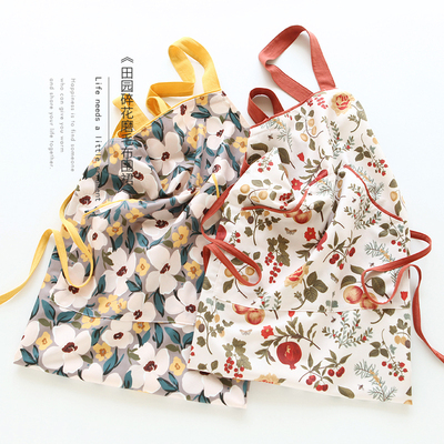 6656碎花绒布厨房做饭围裙罩衣女