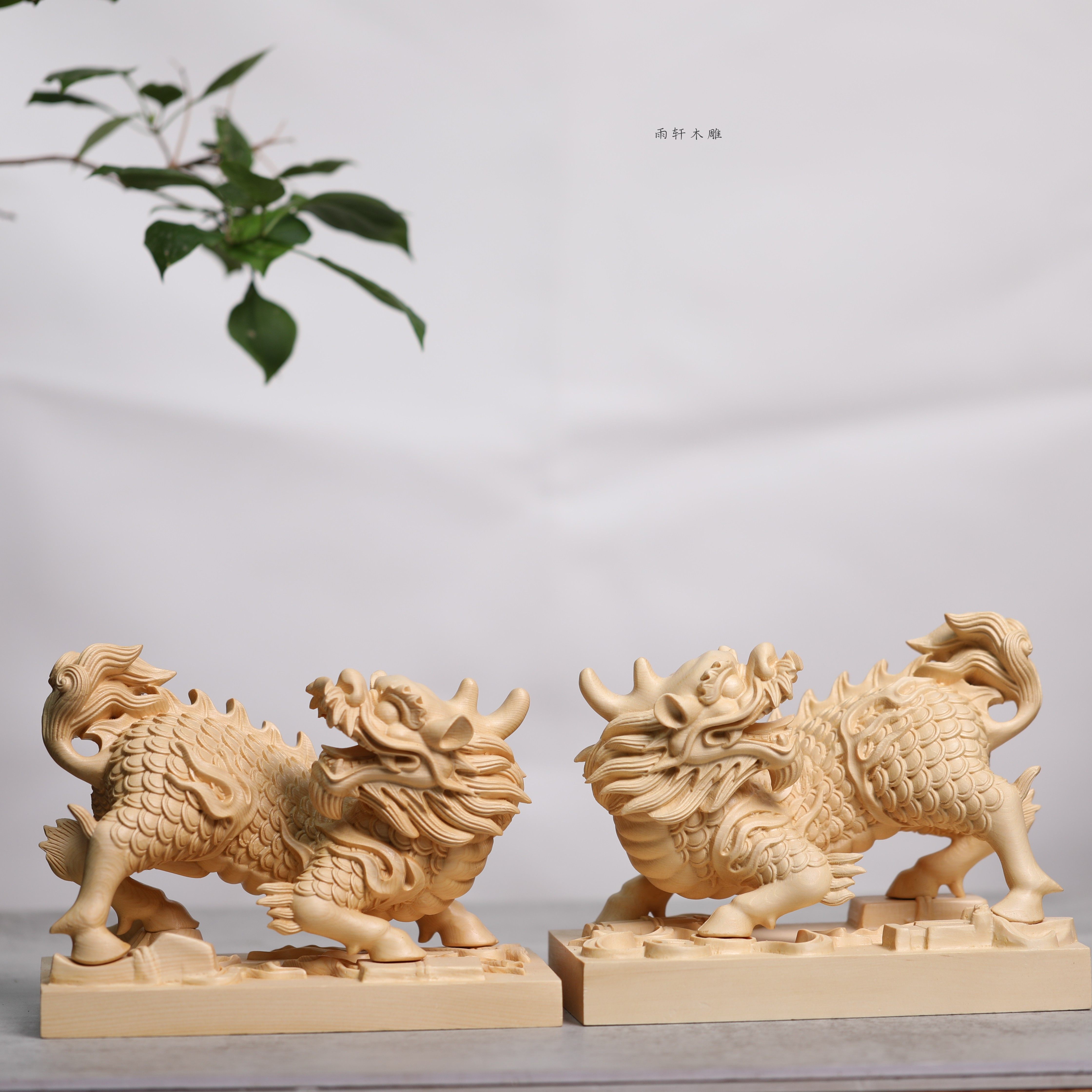 正宗桧木木雕收藏级大麒麟手工雕刻客厅摆件招财镇宅开业乔迁贺礼