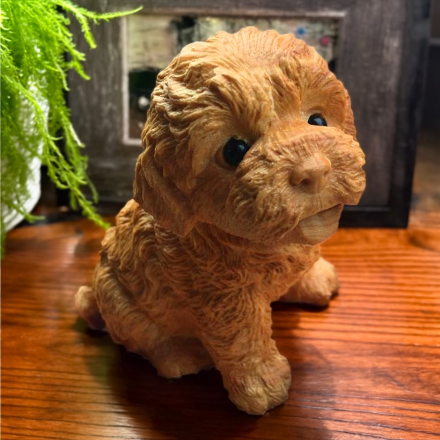 正宗小叶黄杨木雕泰迪狗手把件