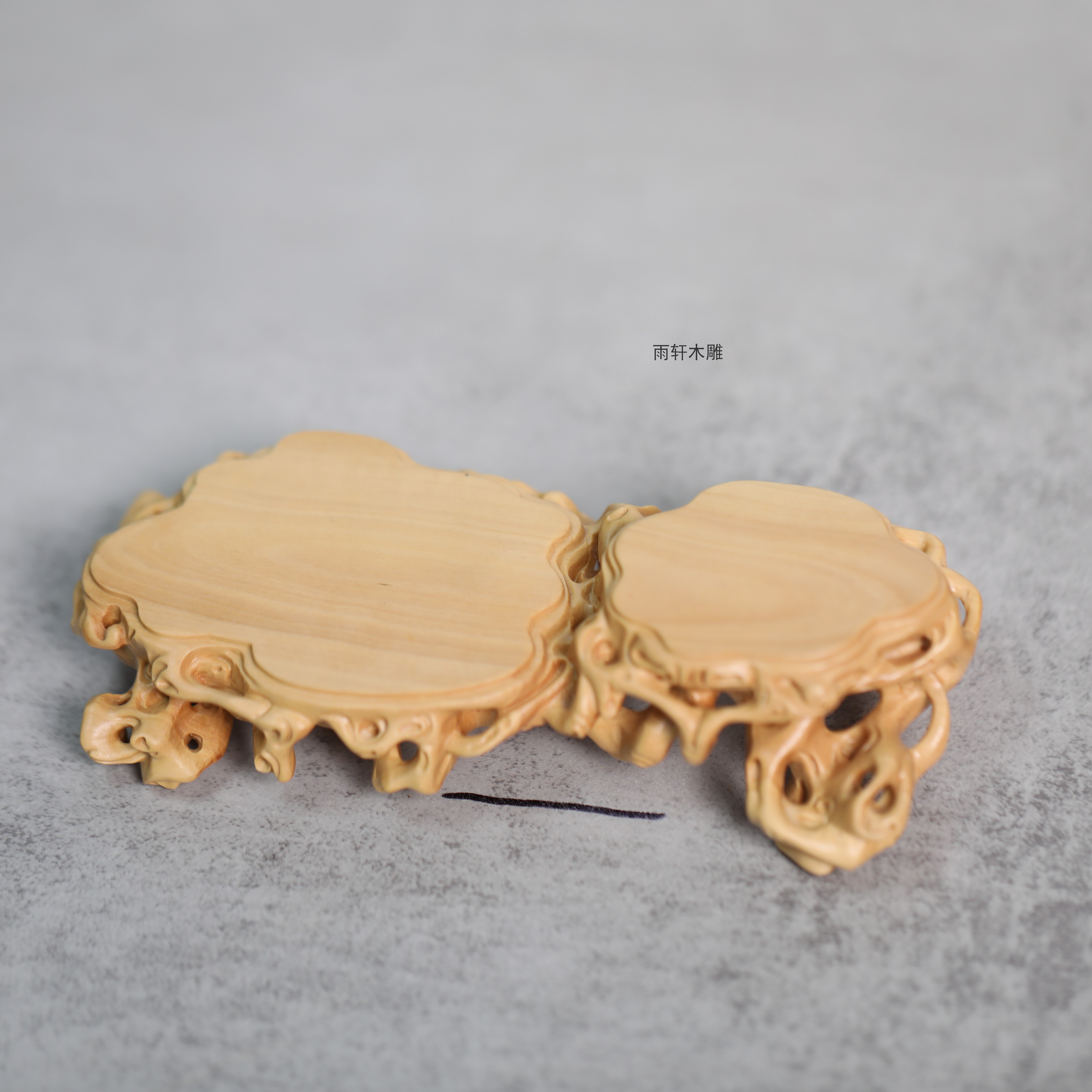 雨轩木雕正宗小叶黄杨木雕双层