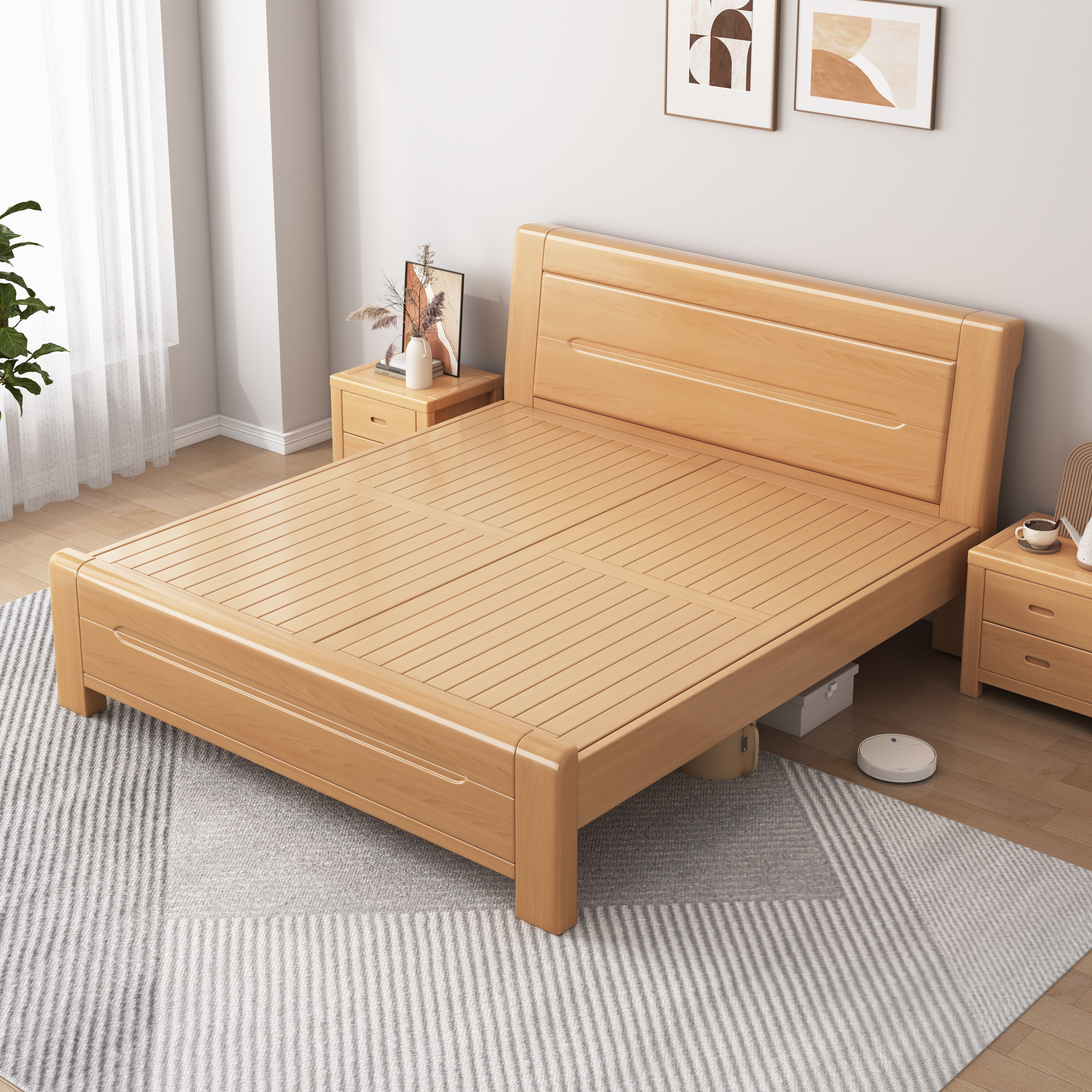 欧洲进口中式双人榉木全实木