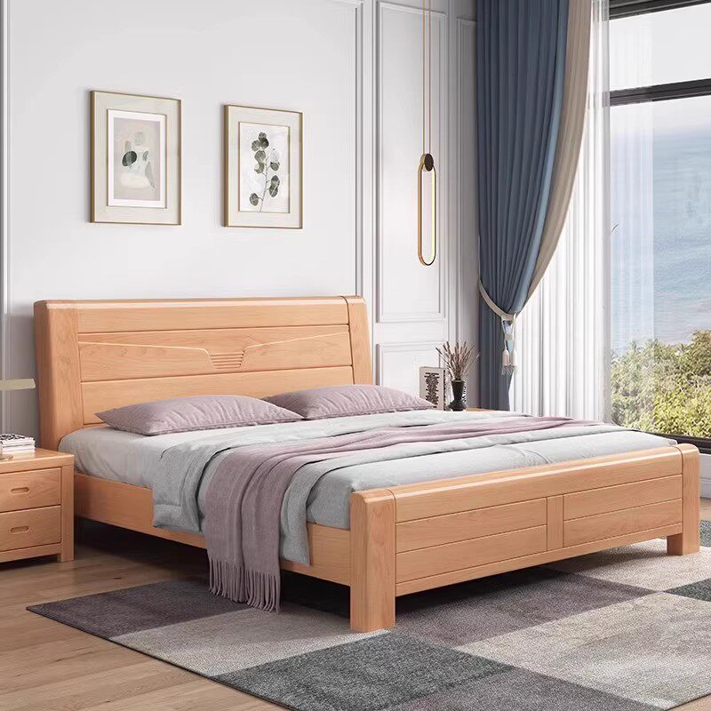 实木床榉木1.8米中式主卧简约现代双人大床1.5米单人高箱储物床