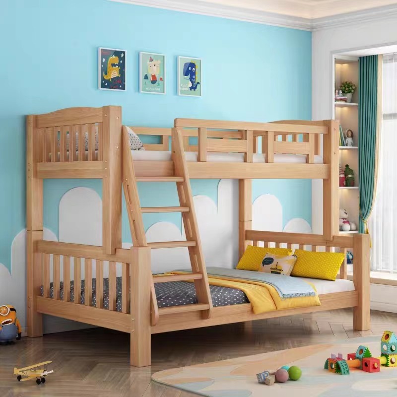 欧洲进口现代简约双人儿童床榉木