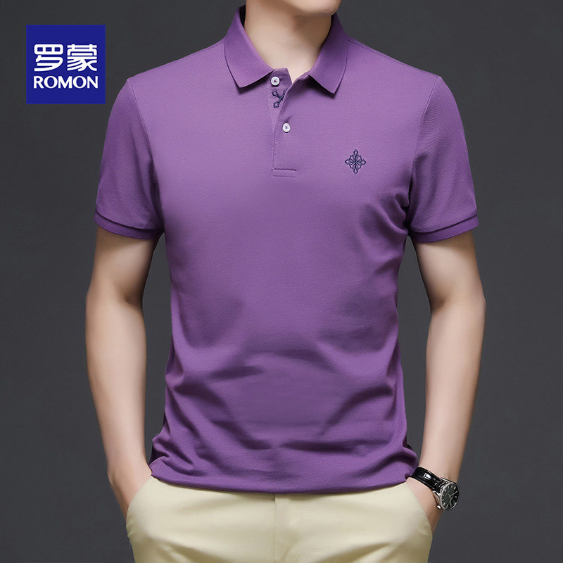 ROMON HIGH-END SHORT-SLEEVED POLO SHIRT MENS SUMMER FASHION CASUAL SHORT-SLEEVED T-SHIRT MENS BUSINESS COTTON SLIM TOP T