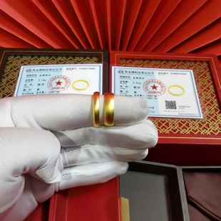 老铺古法黄金包银泥鳅背戒指女黄金指环实心素圈闭口情侣对戒礼物