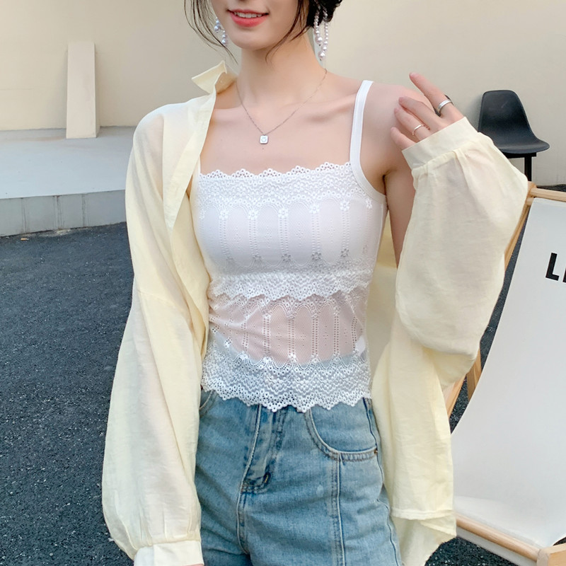 吊带小背心薄款蕾丝美背抹胸上衣