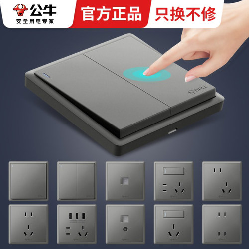 公牛按钮单控双联面板电灯开关