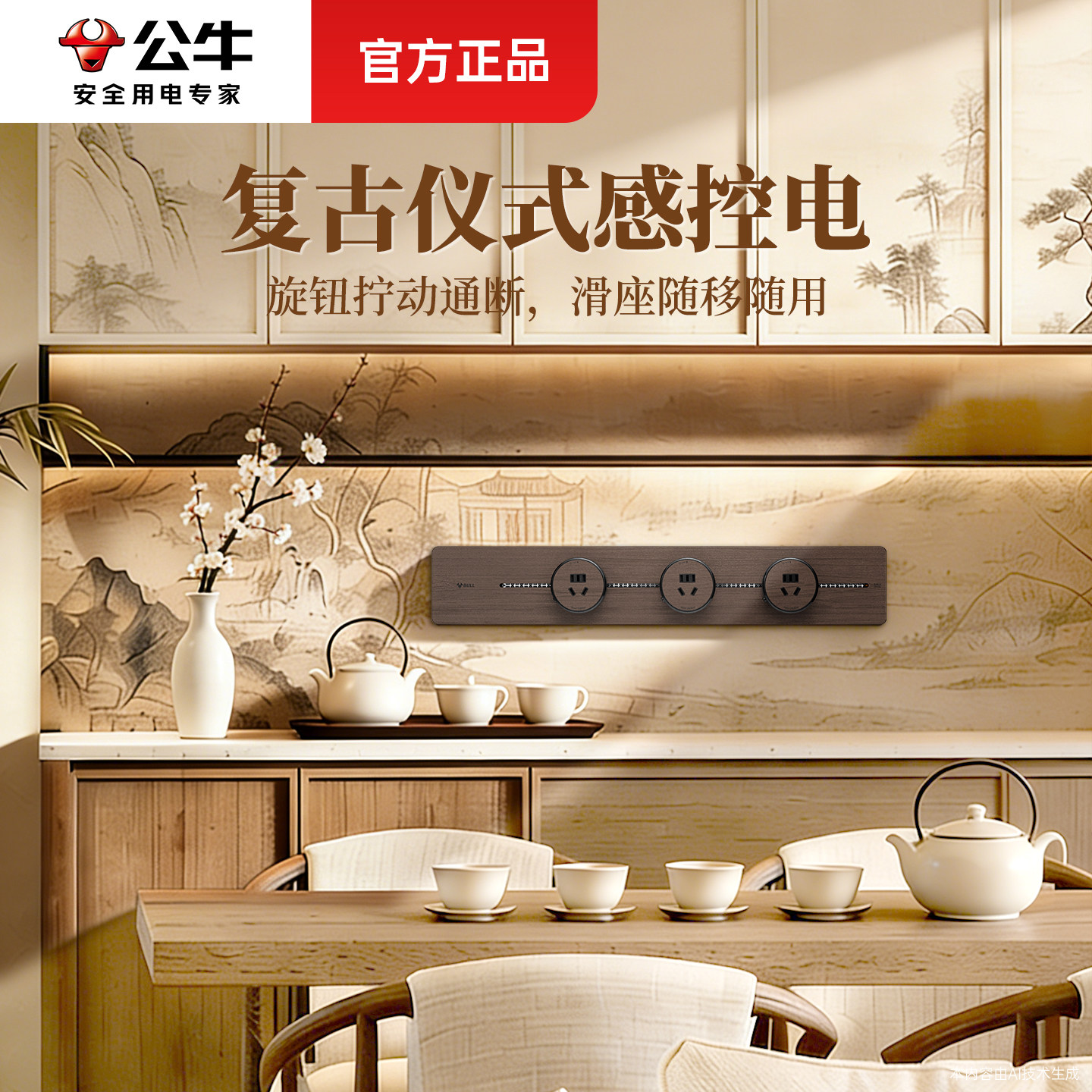 公牛复古风轨道插座木纹原木中古风可移动导轨滑轨餐边柜插座插排,电子/电工,轨道插座,淘宝优惠券,粉丝福利购,淘宝优惠卷