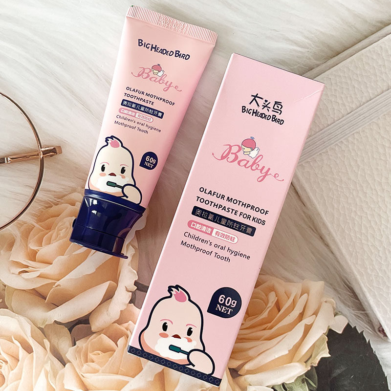 BIGHEADEDBIRD奥拉氟儿童防蛀牙膏3-12含氟换牙期防蛀固齿防龋齿