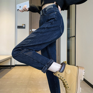 梨形哈伦直筒老爹裤 宽松显瘦高腰加绒大码 女2025年春秋新款 牛仔裤