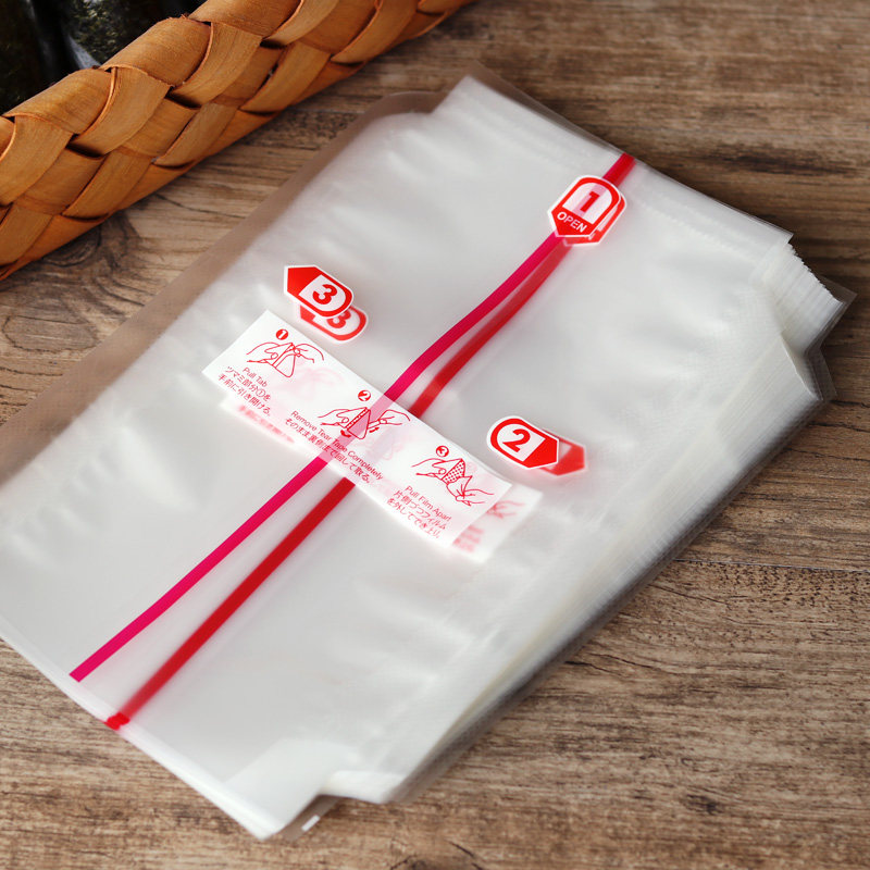 日英文印刷双层三角饭团包装袋食品级防雾带易撕条配贴纸不含海苔