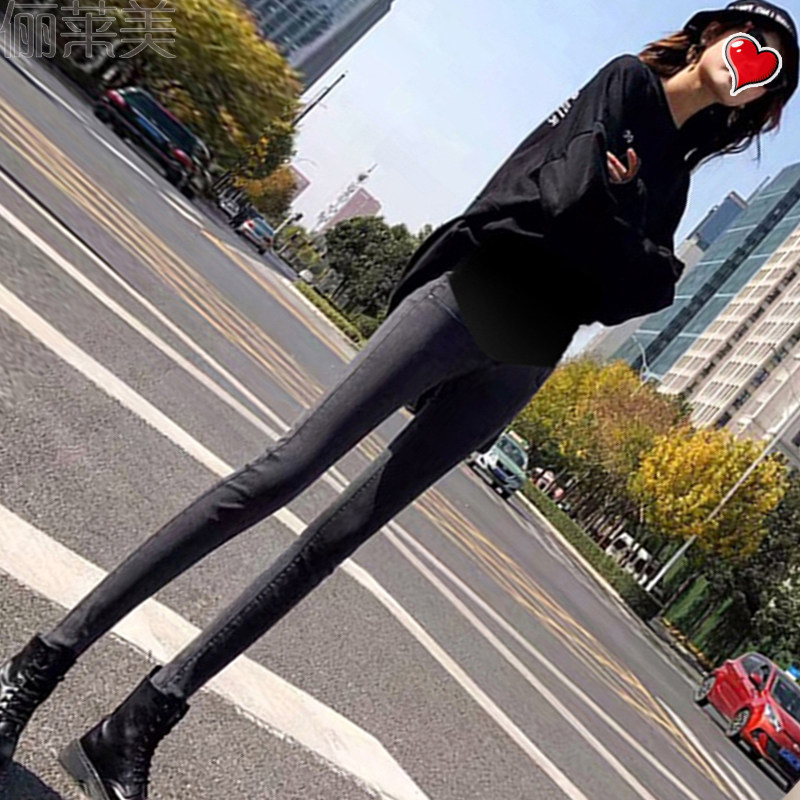 가을과 겨울용 임부복 바지 아우터 청바지 가을용 패셔너블하고 캐주얼한 파인트 사이즈 바지 겨울용 플러스 사이즈 벨벳과 두꺼운 바지