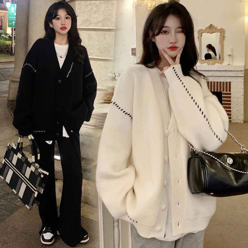 임산부 스웨터 가을 겨울 상의 패셔너블한 양복 가디건 헐렁하고 여유로운 아우터 스웨터 가을 겨울 옷