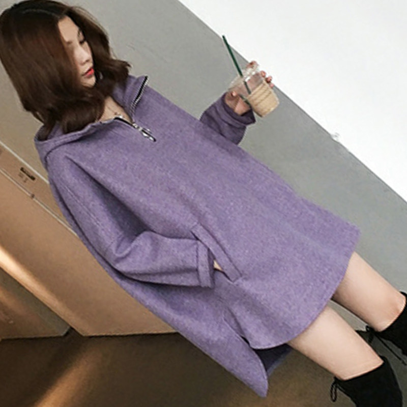 출산 가을 탑 2024 새로운 느슨한 가을 겨울 중간 길이 스웨트 셔츠 후드 유행 봄 가을 유행 엄마 드레스