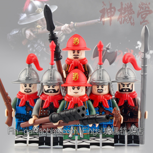 KT1090近代明清军士兵神机营军事古代明朝拼装积木人仔公仔玩具