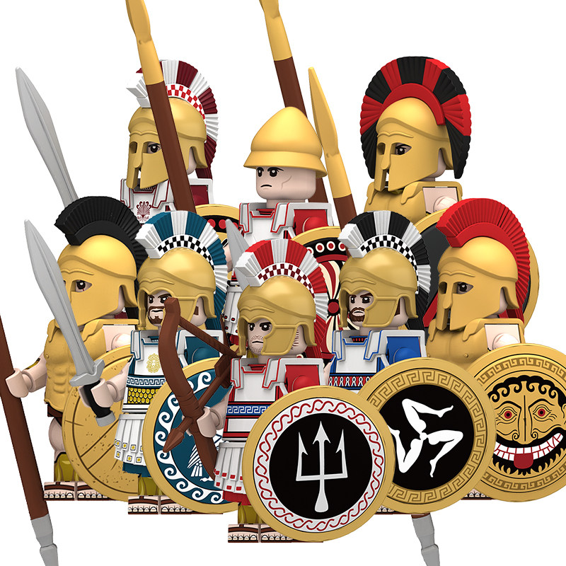 N339国产积木中古罗马斯巴达勇士雅典科林斯重装步兵拼装人仔玩具图片