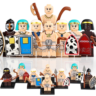 兼容国产中古埃及努比亚法老士兵宫廷禁卫军N313-320积木人仔玩具