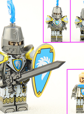 VP23中世城堡骑士白马士兵火龙中古盔甲骑士团拼装积木人仔玩具