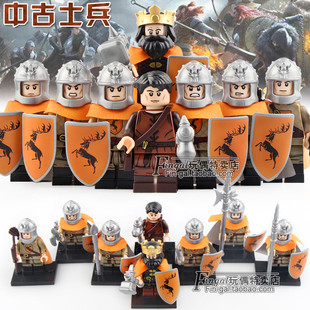 科睿KT1029权游系列鹿家兵剑步兵枪步兵长戟兵积木人仔儿童玩具