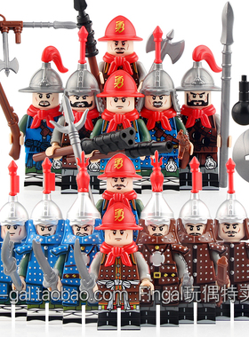 科睿中古代士兵KT1091大明神机营明朝士兵明军拼装积木人仔玩具