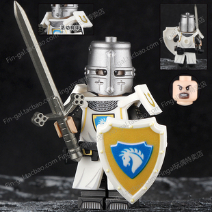ST3631中世纪城堡骑士人仔白马盔甲士兵中古骑士儿童拼装积木玩具