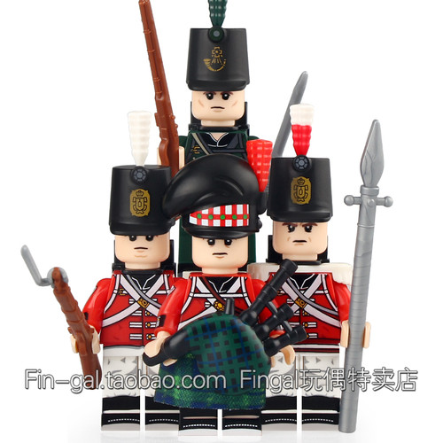 国产积木拿破仑战争英国线列兵绿夹克士兵英军事拼装积木人仔玩具