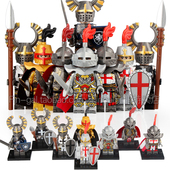 中世纪城堡骑士人仔十字军狮心条顿黄金骑士兵X0348拼装 积木玩具