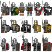 V1003中古中世纪城堡铠甲独角兽帝国圣殿骑士拼装 积木人仔积木