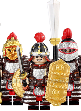 兼容国产古代唐朝士兵玄甲军神策陌刀军S631拼装第三方积木人仔玩