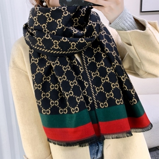 围巾女冬季 东大门CC双面仿羊绒针织格子披肩围脖两用外套 青年韩版