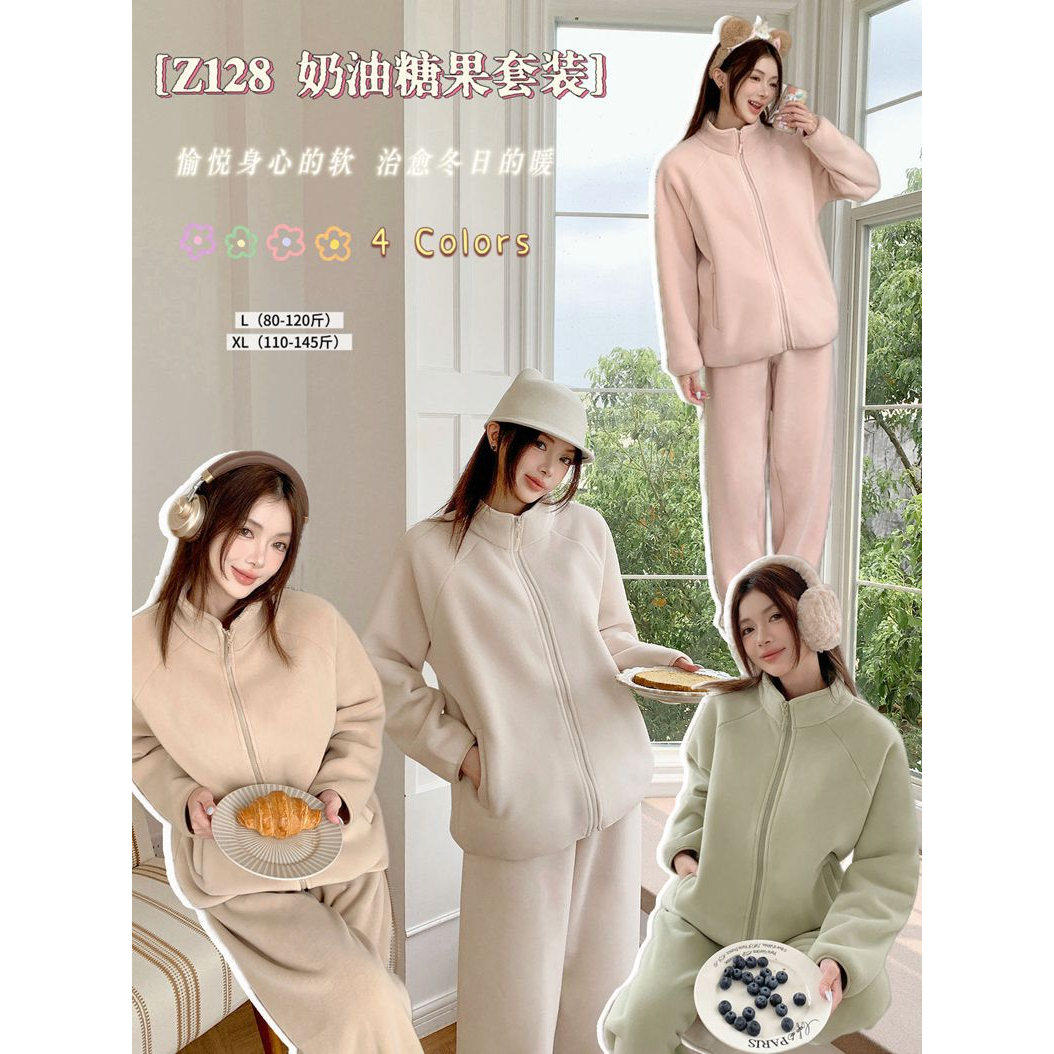 宅小北女加厚奥粒绒家居服套装冬