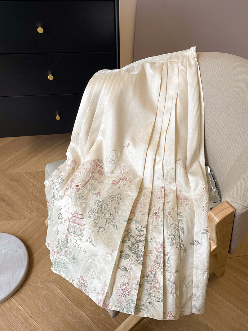 小C家 新中式国风百褶半身裙女2025秋季新款古风刺绣中长马面裙子,女装/女士精品,半身裙,淘宝优惠券,粉丝福利购,淘宝优惠卷