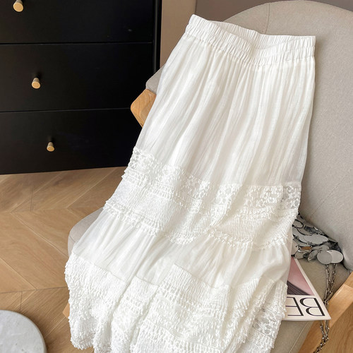 长裙a字法式蕾丝镂空蛋糕半身裙